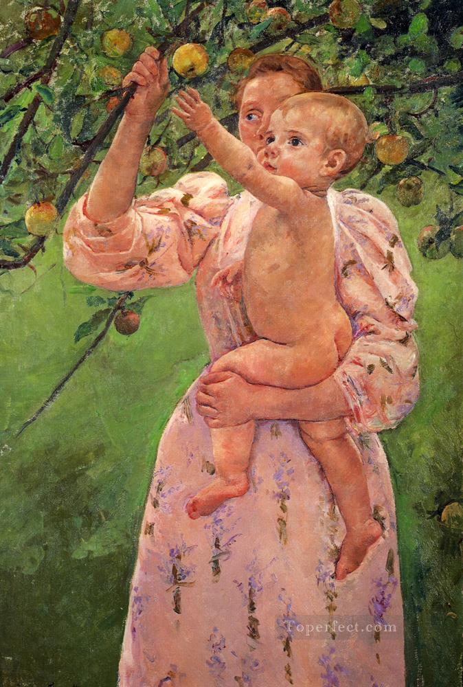 Baby Reaching For An Apple mothers children Mary Cassatt Oil Paintings